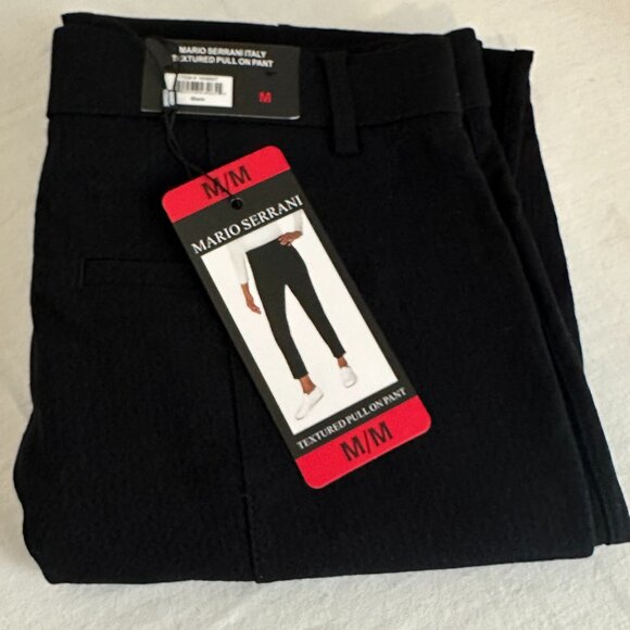 New Mario Serrani Women's Textured Pull On Pant Size M Black Tummy Control - Picture 6 of 14